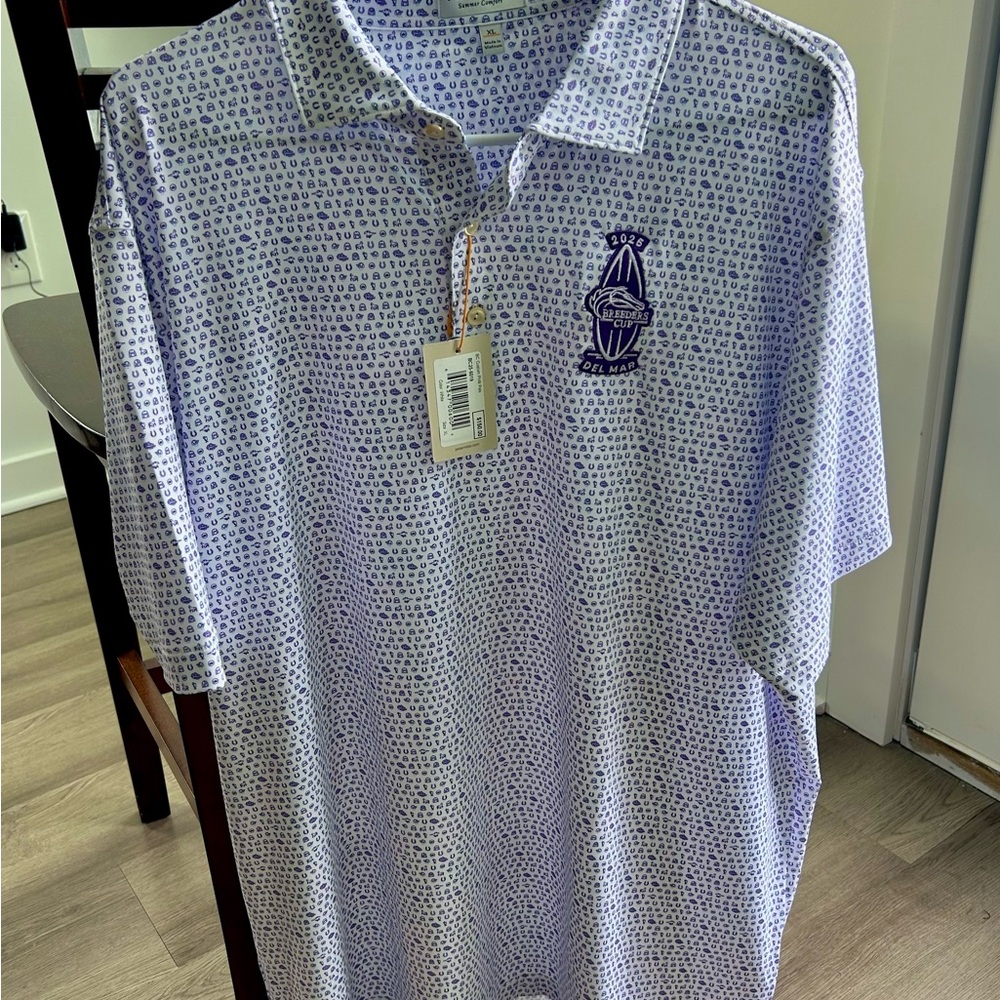 Peter Millar Summer Comfort 2025 Del Mar Breeders Cup Polo Shirt Size XL